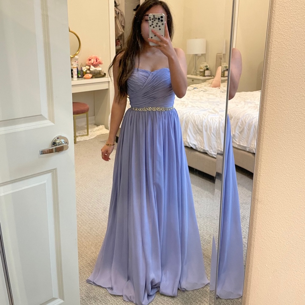 Lavender strapless evening dress
